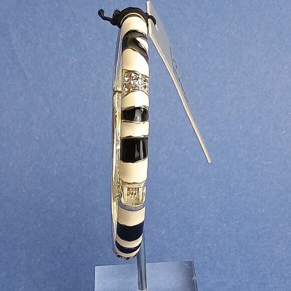 Branches Pattern Sky Black Off White Enamel Hinge Bangle Skinny Bracelet Exquist - Picture 1 of 5